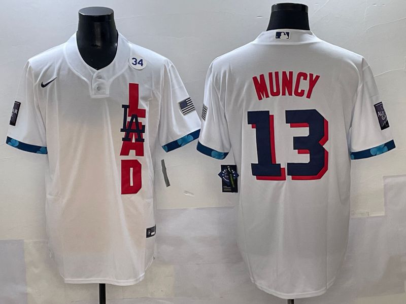 Men 2025 Los Angeles Dodgers #13 Muncy White All star Nike MLB Jersey style 8